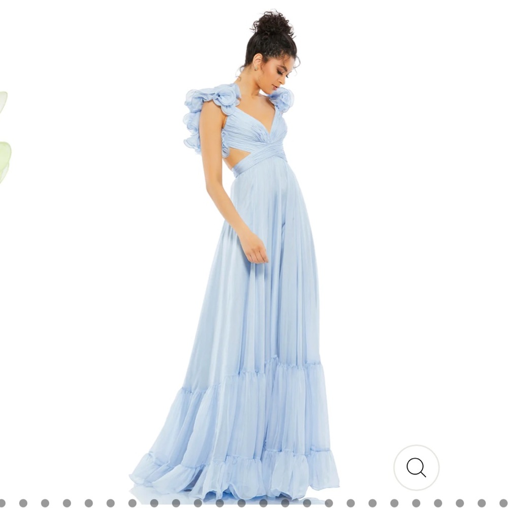 Mac Duggal blue chiffon gown